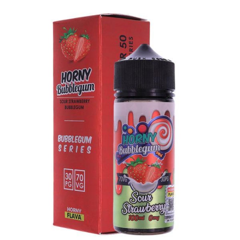 Horny Flava Sour Strawberry Bubblegum E-liquid 100...