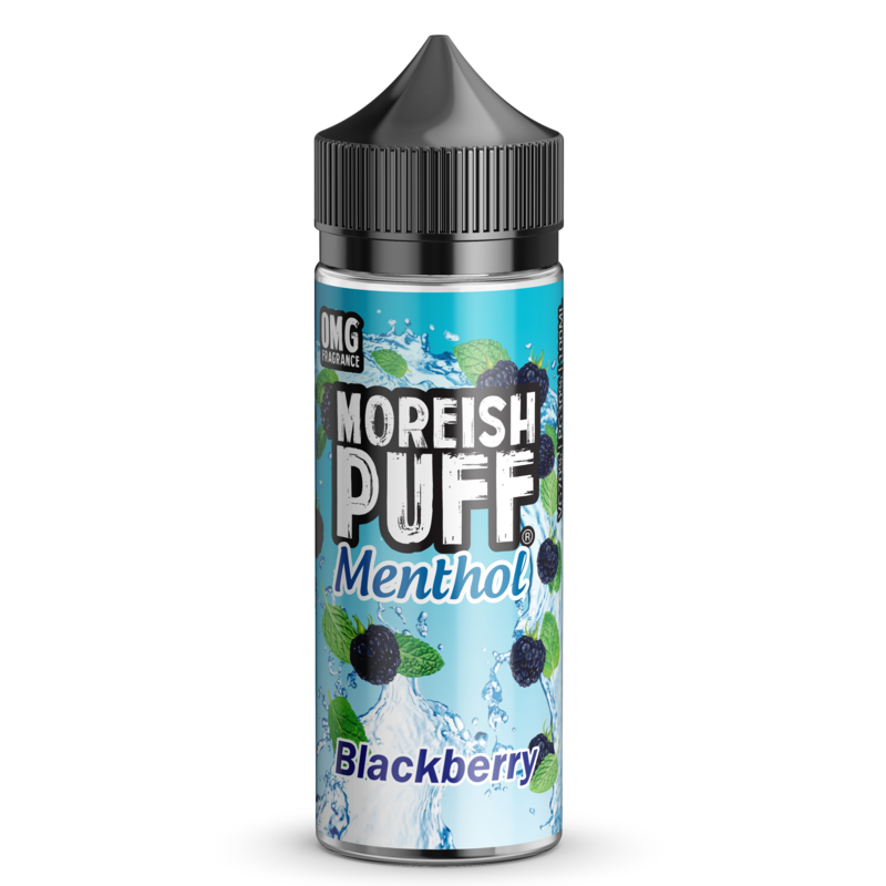 Moreish Puff Menthol Blackberry 0mg 100ml Short Fi...