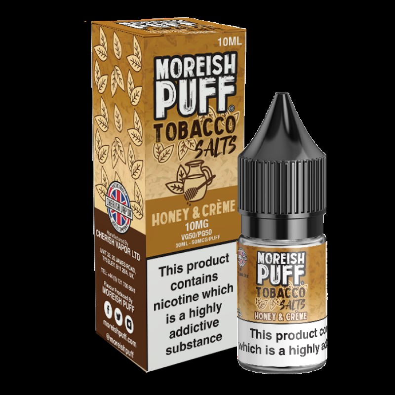 Moreish Puff Salts Honey and Cream Tobacco 10ml Ni...