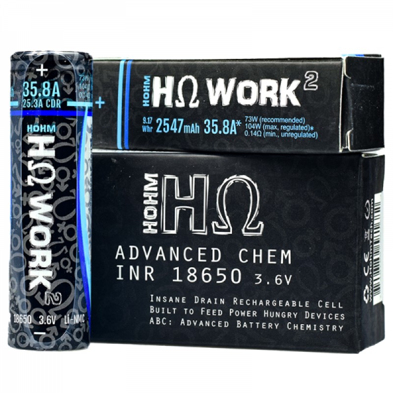 Hohm Tech Hohm Work 18650 Vape Battery Twin Pack (2547mAh 25.3A)